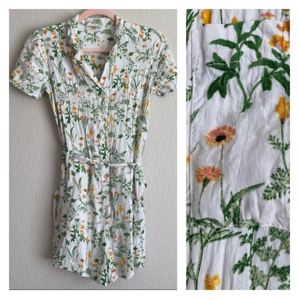 LUCKY BRAND XS Wildflower One Piece Romper Shortall Shorts Belted Garden Floral